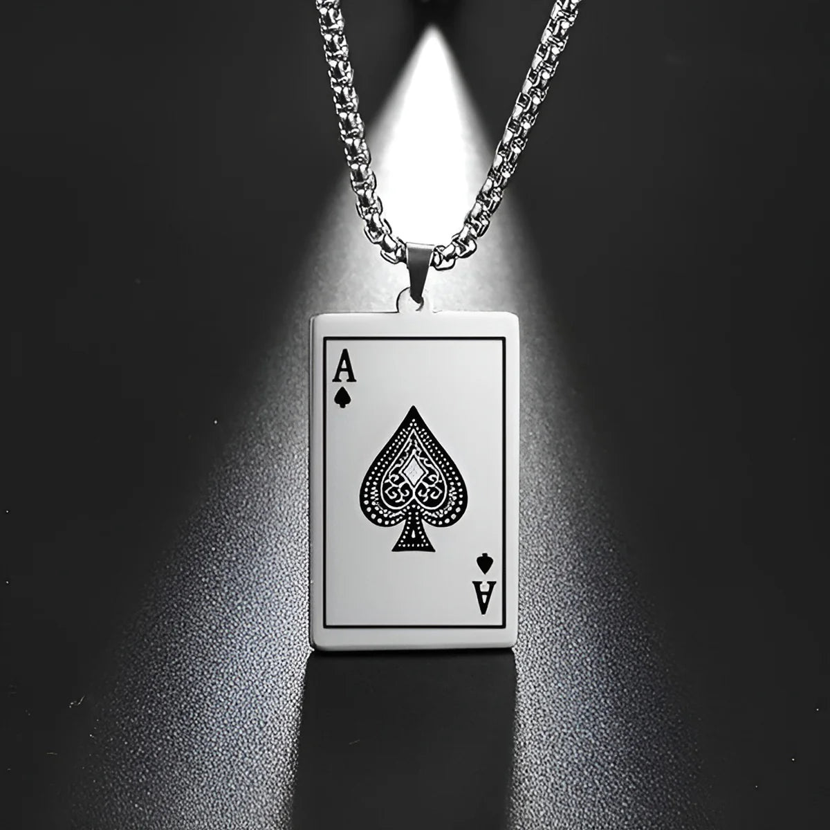 Ace of Spades Stylish Contemporary Pendant with Chain