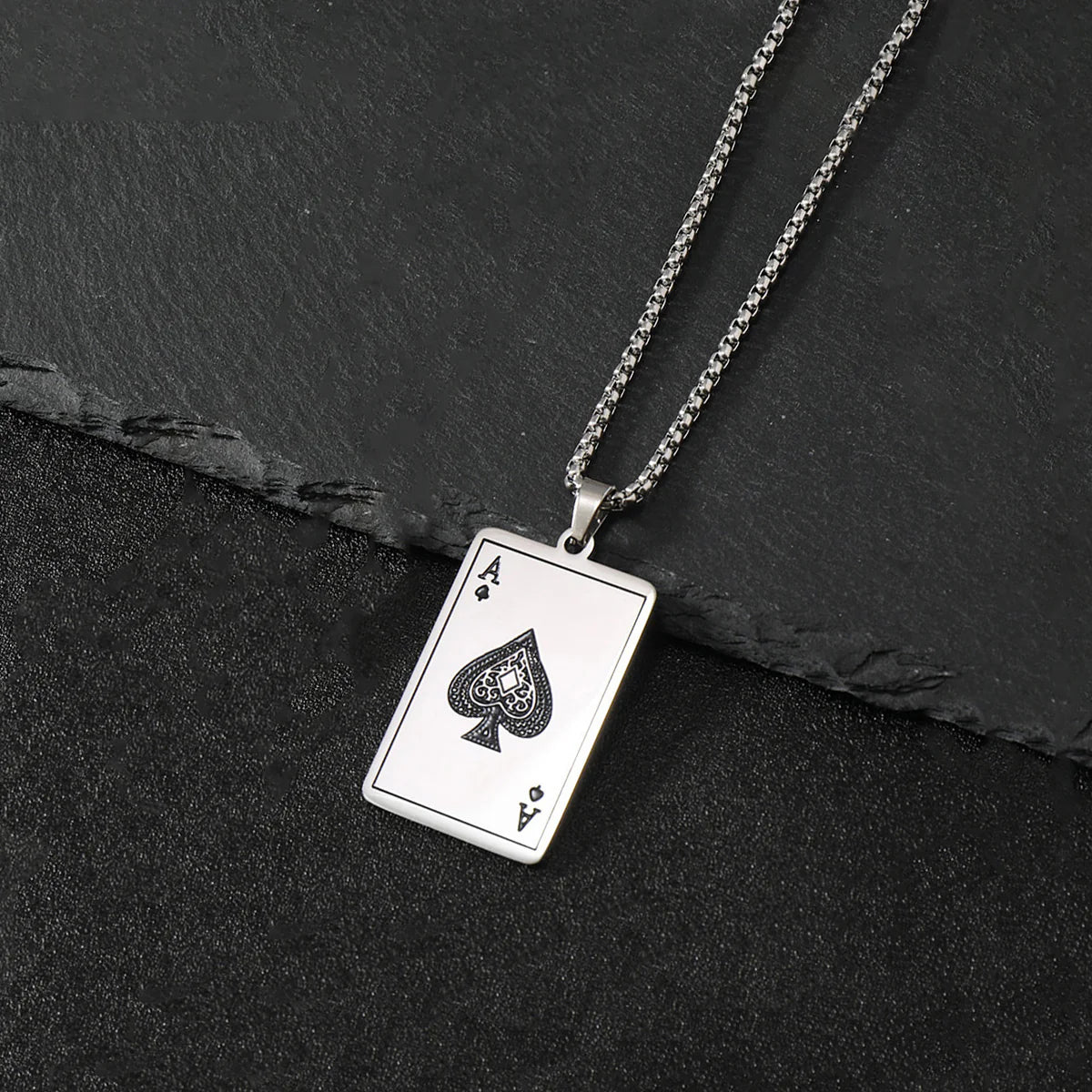 Ace of Spades Stylish Contemporary Pendant with Chain