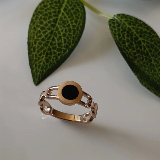 Rose Gold Plated Handwatch Design Stainless Steel Finger Ring