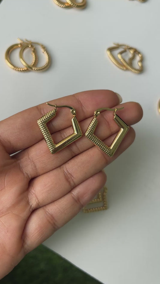 Anti Tarnish Hoop Earring - Squary