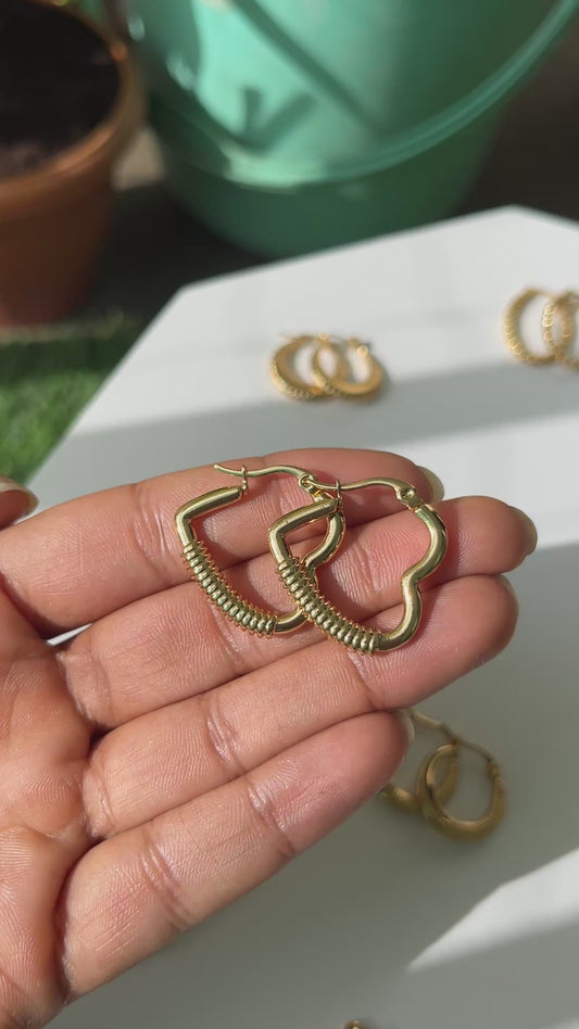 Anti Tarnish Hoop Earring - Heart