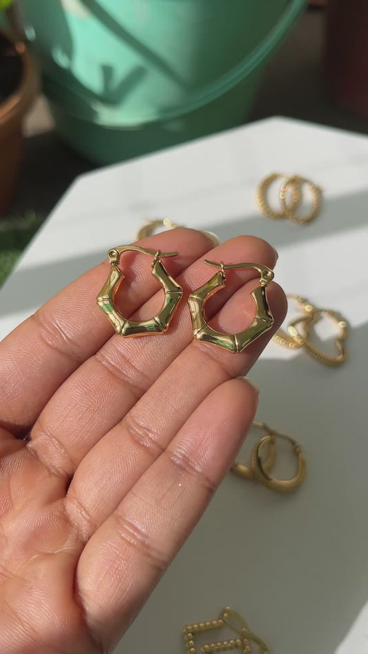 Anti Tarnish Hoop Earring - Pentagon