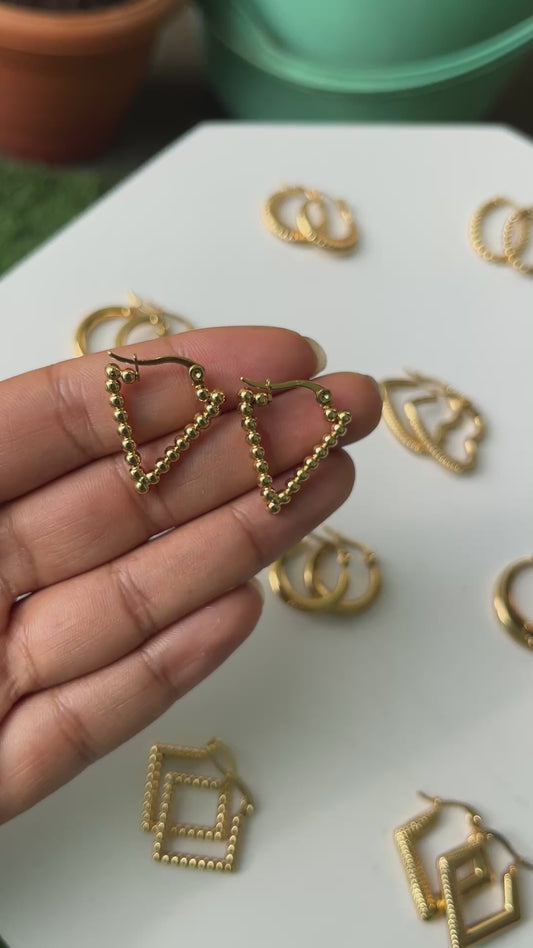 Anti Tarnish Hoop Earring - Triangle